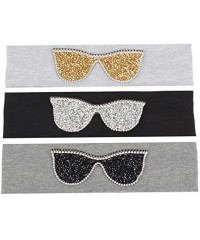 Wrap Plain Stretch Headb s Sunglasses Elastic Headb Rhinestones Hair B - Silver Black - CM18T74MKN2 $30.01