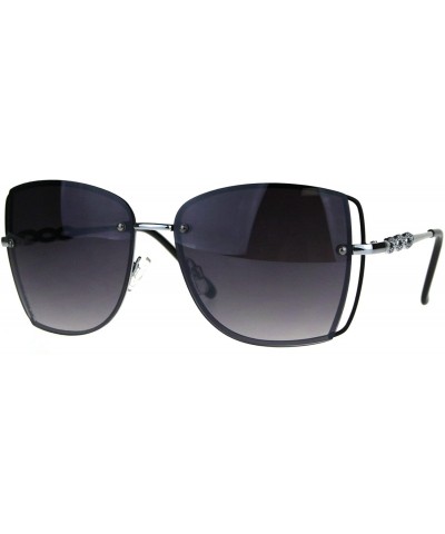 Square Womens Fashion Sunglasses Square Rims Behind Lens Frame UV 400 - Silver Black - C6188WU8C47 $21.36
