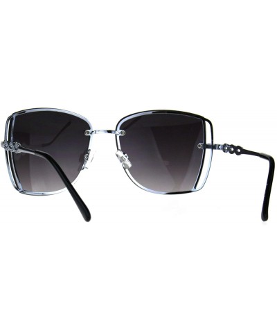 Square Womens Fashion Sunglasses Square Rims Behind Lens Frame UV 400 - Silver Black - C6188WU8C47 $9.11