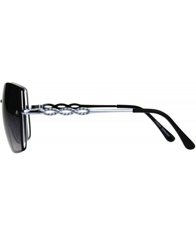 Square Womens Fashion Sunglasses Square Rims Behind Lens Frame UV 400 - Silver Black - C6188WU8C47 $9.11
