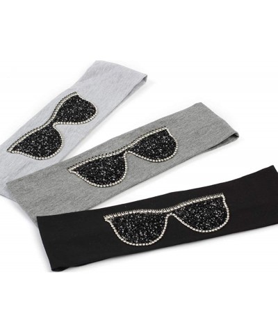 Wrap Plain Stretch Headb s Sunglasses Elastic Headb Rhinestones Hair B - Silver Black - CM18T74MKN2 $30.01