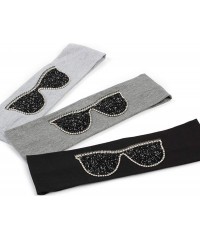 Wrap Plain Stretch Headb s Sunglasses Elastic Headb Rhinestones Hair B - Silver Black - CM18T74MKN2 $61.69