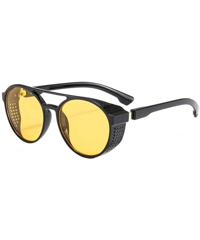 Shield Vintage Men Women Flat Top Fashion Side Shield Frame Sunglasses Shades UV Protection - Yellow - C918UDCDGCI $8.41