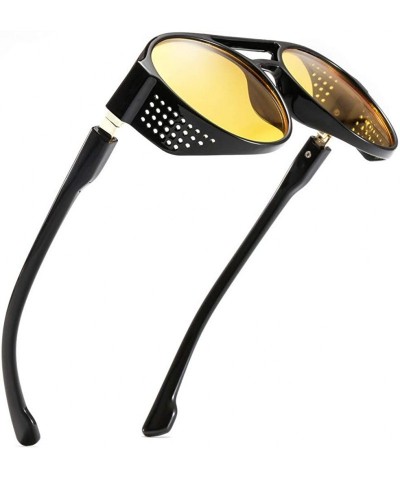 Shield Vintage Men Women Flat Top Fashion Side Shield Frame Sunglasses Shades UV Protection - Yellow - C918UDCDGCI $8.41