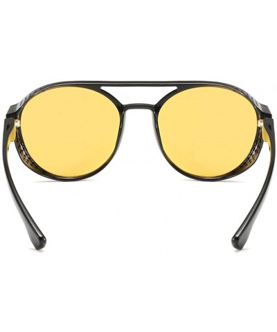 Shield Vintage Men Women Flat Top Fashion Side Shield Frame Sunglasses Shades UV Protection - Yellow - C918UDCDGCI $8.41