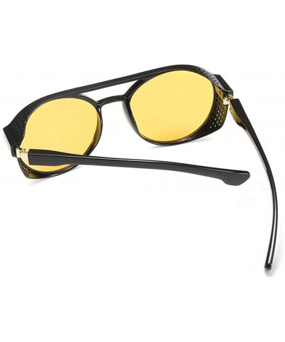 Shield Vintage Men Women Flat Top Fashion Side Shield Frame Sunglasses Shades UV Protection - Yellow - C918UDCDGCI $8.41