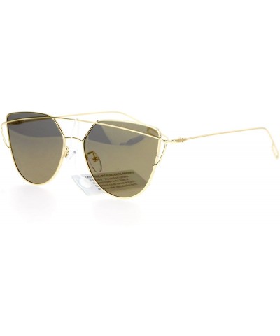 Wayfarer Wire Metal Flat Top Rim Futuristic Unique Horn Rim Sunglasses - Gold Gold - CI12DA4KAEX $22.38