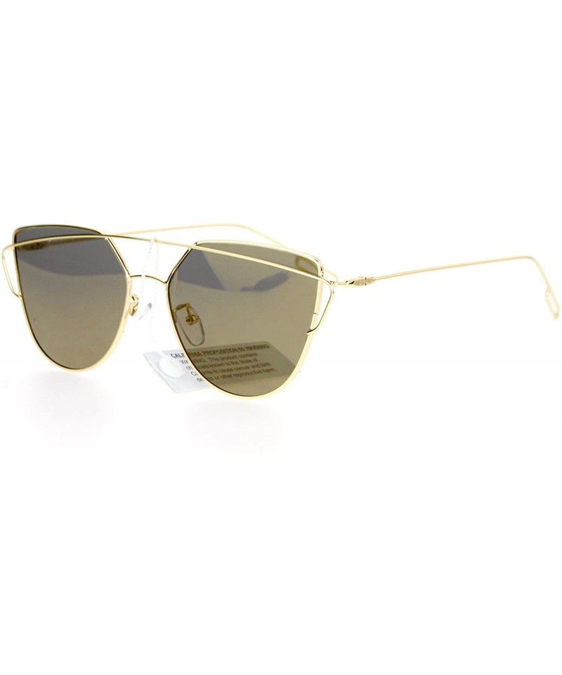 Wayfarer Wire Metal Flat Top Rim Futuristic Unique Horn Rim Sunglasses - Gold Gold - CI12DA4KAEX $14.52