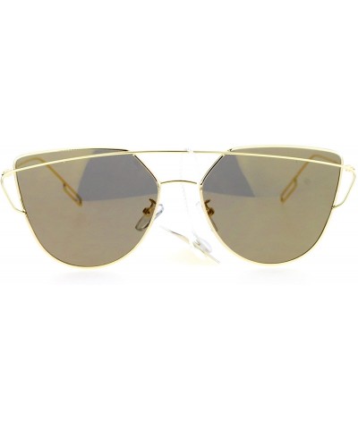 Wayfarer Wire Metal Flat Top Rim Futuristic Unique Horn Rim Sunglasses - Gold Gold - CI12DA4KAEX $14.52