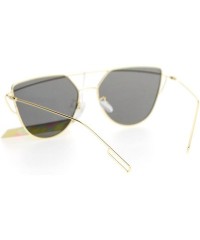 Wayfarer Wire Metal Flat Top Rim Futuristic Unique Horn Rim Sunglasses - Gold Gold - CI12DA4KAEX $14.52