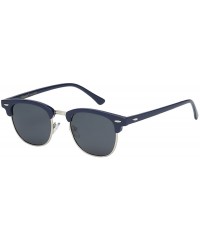 Wayfarer Unisex Retro Classic Stylish Malcom Half Frame Polarized Sunglasses - Navy Blue - Smoke - CB187U5SQXK $15.28