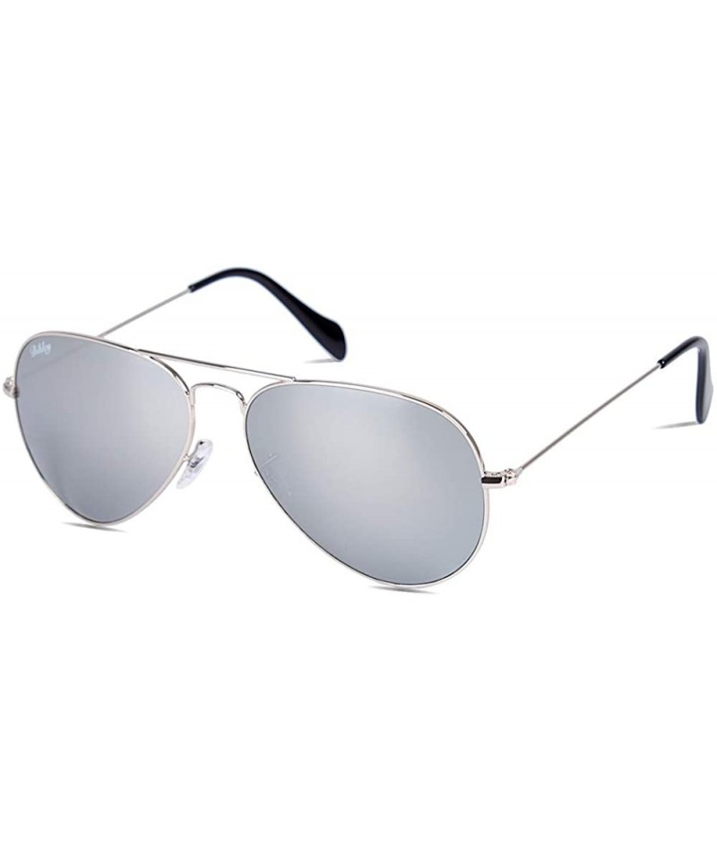 Classic Crystal Glass Lens Retro Square/Aviator/Round Metal Frame Sunglasses  for Men Women-100% UV400 Protection - CF1932ZRWQD