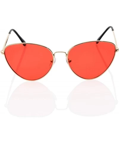 Cat Eye Cat eye UV400 Lightweight Color lens Retro style for Women IL1002 - Red - C418K5LA39N $28.24