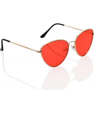 Cat Eye Cat eye UV400 Lightweight Color lens Retro style for Women IL1002 - Red - C418K5LA39N $13.93