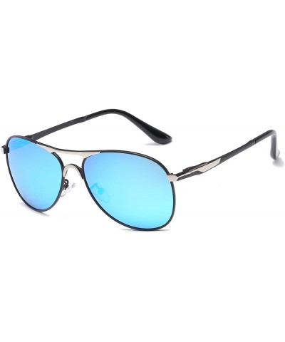 Aviator Metal Frame Polarized Aviator Sunglasses UV400 Protection Spring Hinge Men Women Outdoor VC1020 - Blue - CW18I4QI4HU ...