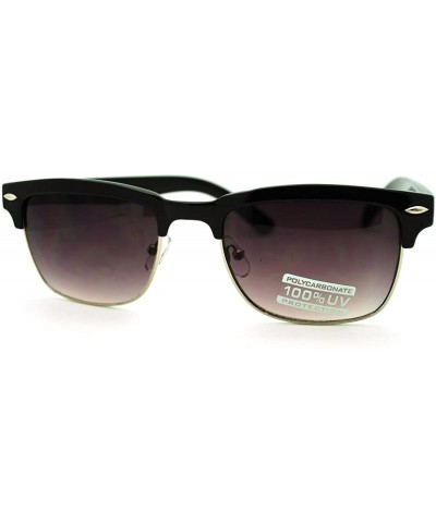 Rectangular Classic Square Sunglasses Rectangular Half Horn Rim Shades - Black - CN11GEM4P4R $11.27