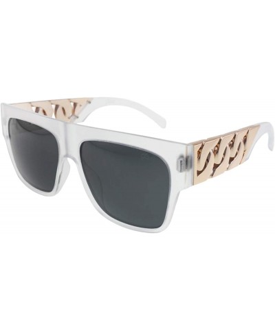 Square New York Cache Cuban Link Polarized Sunglasses - Frost - CB196MTR34L $71.92