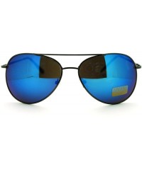 Aviator Color Mirror Lens Cop Pilot Metal Aviator Sunglasses Unisex - Gunmetal (Blue Mirror) - CA186UUCI28 $12.42