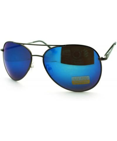 Aviator Color Mirror Lens Cop Pilot Metal Aviator Sunglasses Unisex - Gunmetal (Blue Mirror) - CA186UUCI28 $12.42