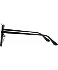 Rectangular Retro Oversize Rectangular Pilots Metal Rim Luxury Fashion Sunglasses - Black Blue - CM187LC25E5 $23.44