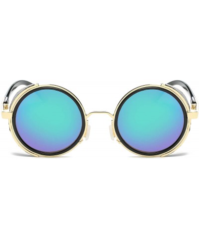 Round Small Round Polarized Sunglasses Mirrored Lens Unisex Glasses 2019 - Gold Frame/Green Mirrored Lens - CR18RDR8OIX $10.25