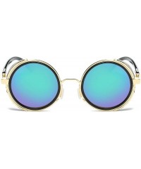 Round Small Round Polarized Sunglasses Mirrored Lens Unisex Glasses 2019 - Gold Frame/Green Mirrored Lens - CR18RDR8OIX $10.25