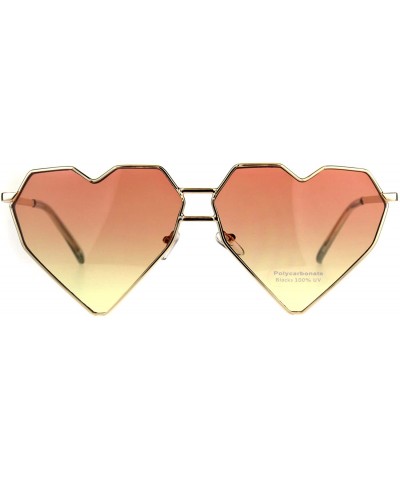 Rectangular Womens Squared Heart Shape Oceanic Gradient Lens Sunglasses - Orange Yellow - CI180HEONSO $10.28