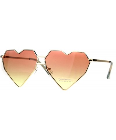 Rectangular Womens Squared Heart Shape Oceanic Gradient Lens Sunglasses - Orange Yellow - CI180HEONSO $10.28