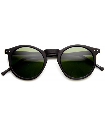 Round Retro Horned Rim P3 Keyhole Round Horn Rimmed Sunglasses - Matte-black Green - CB11FBCSHZT $17.81