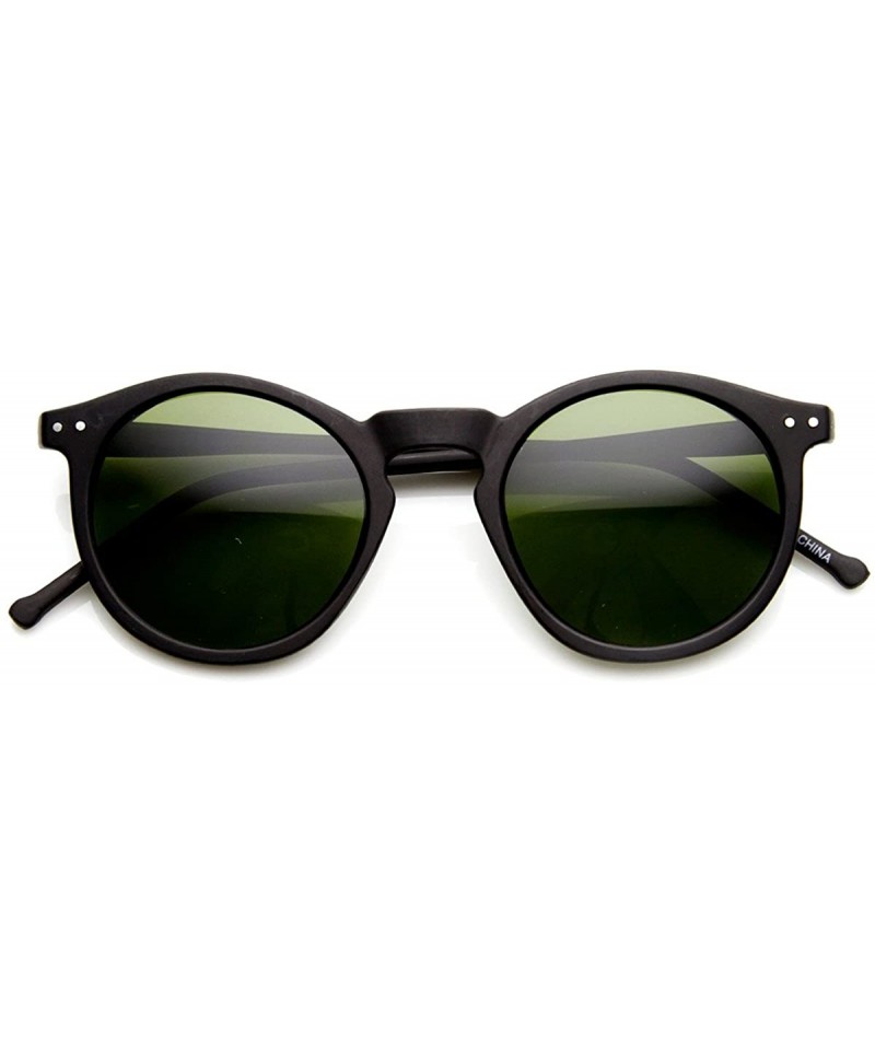 Round Retro Horned Rim P3 Keyhole Round Horn Rimmed Sunglasses - Matte-black Green - CB11FBCSHZT $10.07