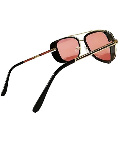 Square Iron Man Tony Sunglasses Unisex Retro Side Shields Steampunk Sunglasses - C8 - C418GMNNMM2 $31.33