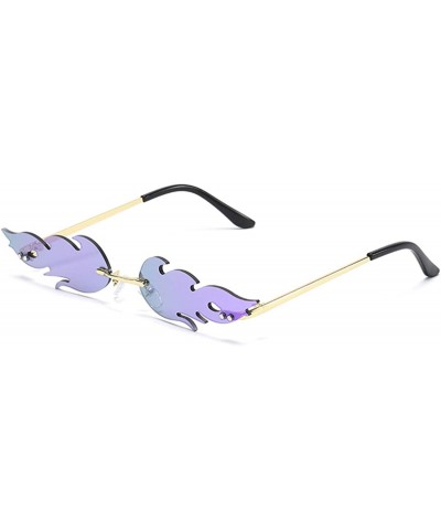 Rimless Flame Sunglasses for Women Men-Design Fashion Fire Shades So Sassy 8070 - Purple - CB197KNSSLT $9.82