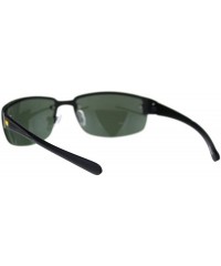 Rectangular Mens 90s Rimless Narrow Rectangular Luxury Designer Style Classy Sunglasses - Black Green - C518QW76XXE $12.77