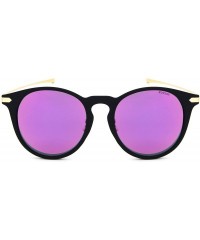 Goggle Classic Round Polarized Sunglasses for Women Fashion Designer Style - Black Frame Purple Lens (Mirrored) - CM18TY3GDT6...