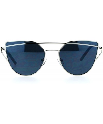 Cat Eye Unique Metal Brow Wire Womens Cat Eye Sunglasses - Silver Black - CG12G8WBMOD $15.16