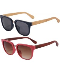 Oval Bamboo Wood Sunglasses Polarized Night Vison Driving Glasses with Ant Blue Light Function-TY569 - CB1935XG9YN $9.51