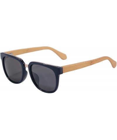 Oval Bamboo Wood Sunglasses Polarized Night Vison Driving Glasses with Ant Blue Light Function-TY569 - CB1935XG9YN $9.51