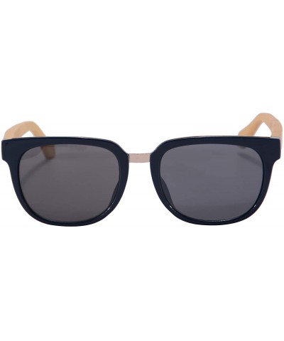 Oval Bamboo Wood Sunglasses Polarized Night Vison Driving Glasses with Ant Blue Light Function-TY569 - CB1935XG9YN $9.51