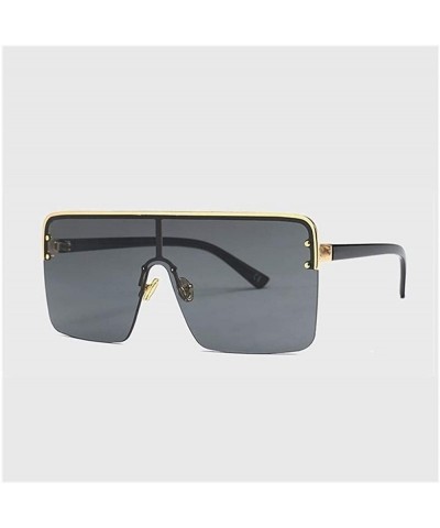 Rimless Oversize Sunglasses Women Brand Designer Semi-Rimless Square Sunglasses Men One Piece Lens Eyewear UV400 - C1 - CE198...