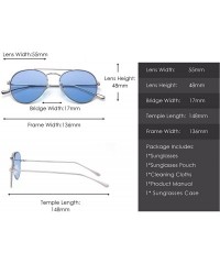 Aviator Clear Aviator Sunglasses Classic Flat Tinted Lens Metal Eyeglasses Men Women - Silver / Blue - C2189568SSR $26.95