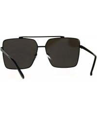 Rectangular Retro Oversize Rectangular Pilots Metal Rim Luxury Fashion Sunglasses - Black Blue - CM187LC25E5 $23.44