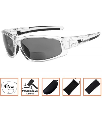 Sport Bifocal Sports Sunglasses TR90 Frame Outdoor Reading Sunglasses - Clear-grey-lens - CX18NMIM8AY $10.31