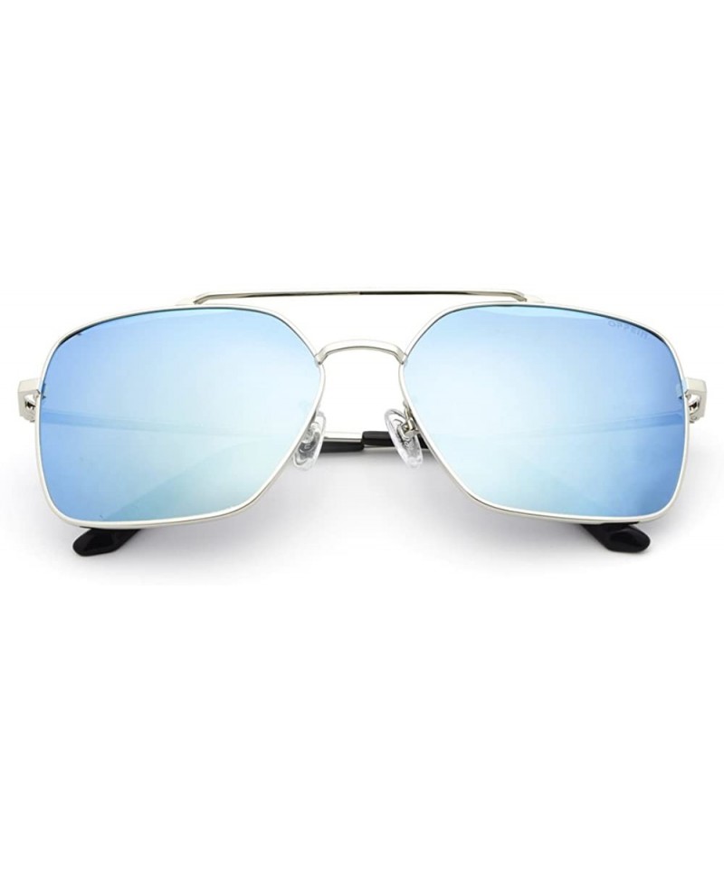 Oval UV 400 Lens Protection Sunglasses for Men Women Aviator Polarized Metal - Blue - CH18GX3IQKZ $45.12