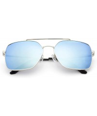 Oval UV 400 Lens Protection Sunglasses for Men Women Aviator Polarized Metal - Blue - CH18GX3IQKZ $45.12