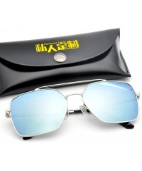 Oval UV 400 Lens Protection Sunglasses for Men Women Aviator Polarized Metal - Blue - CH18GX3IQKZ $45.12