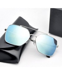 Oval UV 400 Lens Protection Sunglasses for Men Women Aviator Polarized Metal - Blue - CH18GX3IQKZ $45.12