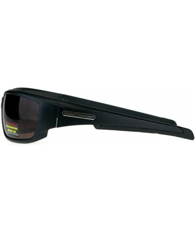 Rectangular Mens HD Driving Lens Warp Around Rectangular Biker Sport Sunglasses - Matte Black - C8189XLK4XC $11.74