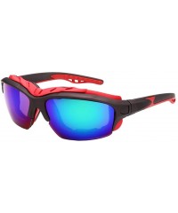 Goggle Men Reflective Mirror UV Sunglass Women Outdoors Sport Goggles Glasses - Blue Green - CF183D4C044 $10.46