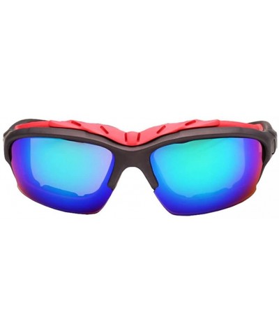 Goggle Men Reflective Mirror UV Sunglass Women Outdoors Sport Goggles Glasses - Blue Green - CF183D4C044 $10.46