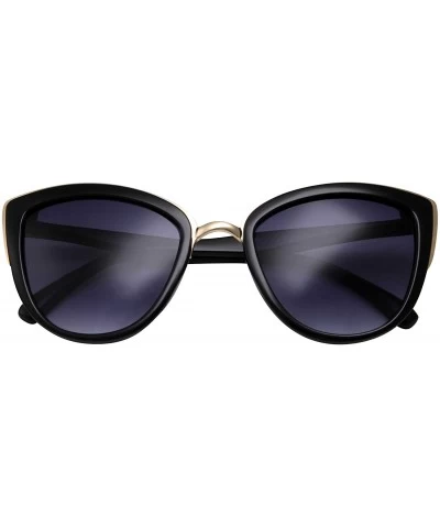 Cat Eye Womens Flash Color Mirror Lens Oversized Cat Eye Sunglasses - Black - CA12CVOZJW3 $19.09